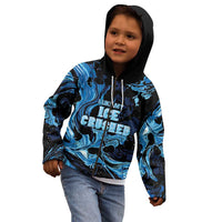 I Like My Ice Crushed Personalized Kid Hoodie Ice Blue White Marble Seamless