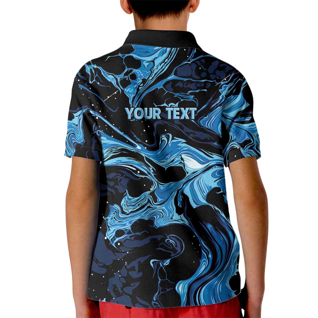 I Like My Ice Crushed Personalized Kid Polo Shirt Ice Blue White Marble Seamless