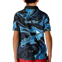 I Like My Ice Crushed Personalized Kid Polo Shirt Ice Blue White Marble Seamless