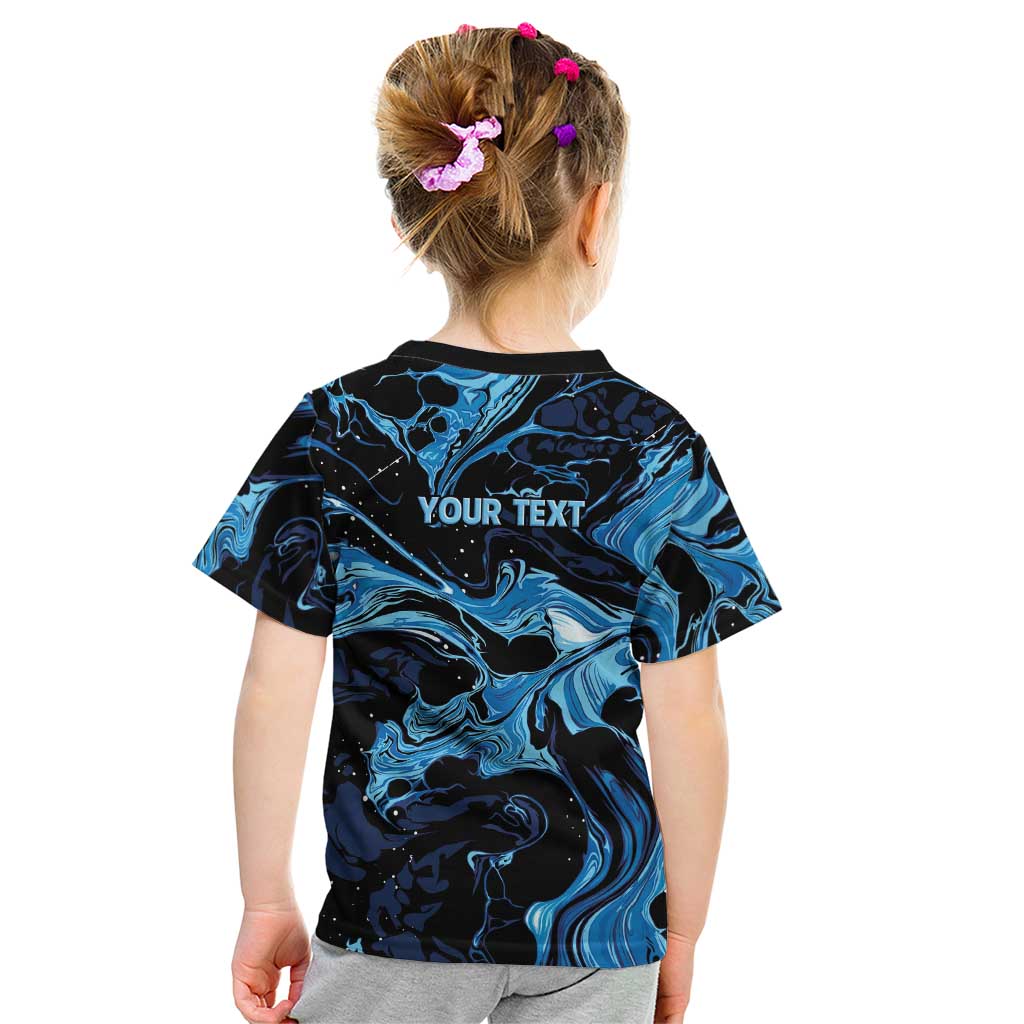 I Like My Ice Crushed Personalized Kid T Shirt Ice Blue White Marble Seamless