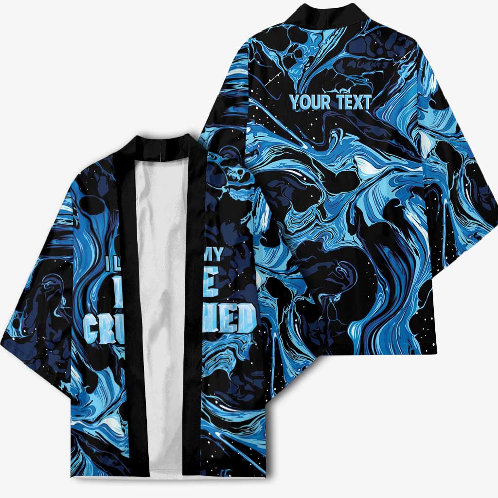 I Like My Ice Crushed Personalized Kimono Ice Blue White Marble Seamless