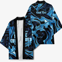 I Like My Ice Crushed Personalized Kimono Ice Blue White Marble Seamless