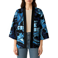 I Like My Ice Crushed Personalized Kimono Ice Blue White Marble Seamless