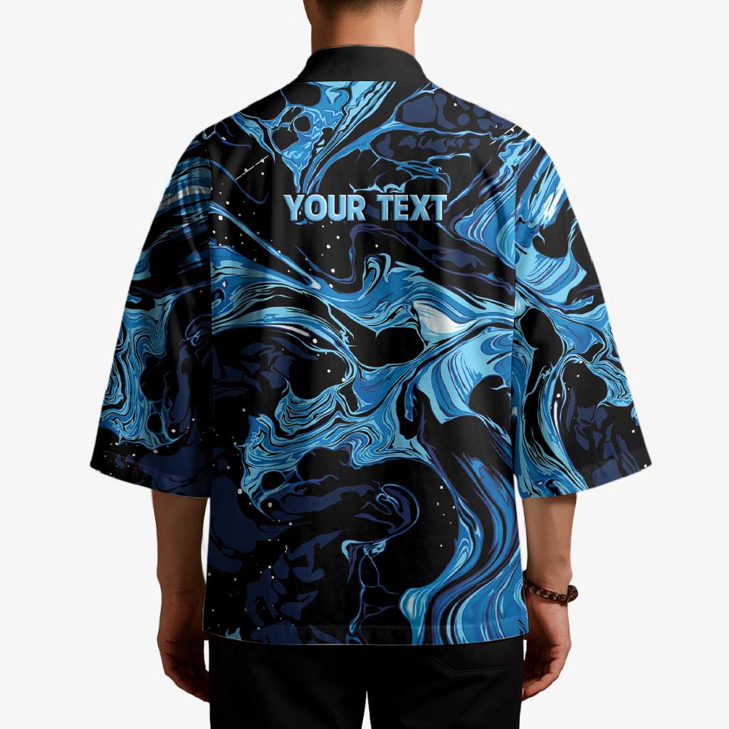 I Like My Ice Crushed Personalized Kimono Ice Blue White Marble Seamless