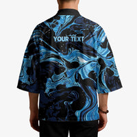 I Like My Ice Crushed Personalized Kimono Ice Blue White Marble Seamless