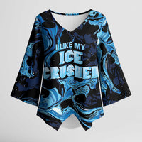 I Like My Ice Crushed Personalized Kimono Sleeve Blouse Ice Blue White Marble Seamless