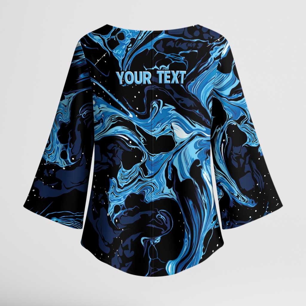I Like My Ice Crushed Personalized Kimono Sleeve Blouse Ice Blue White Marble Seamless