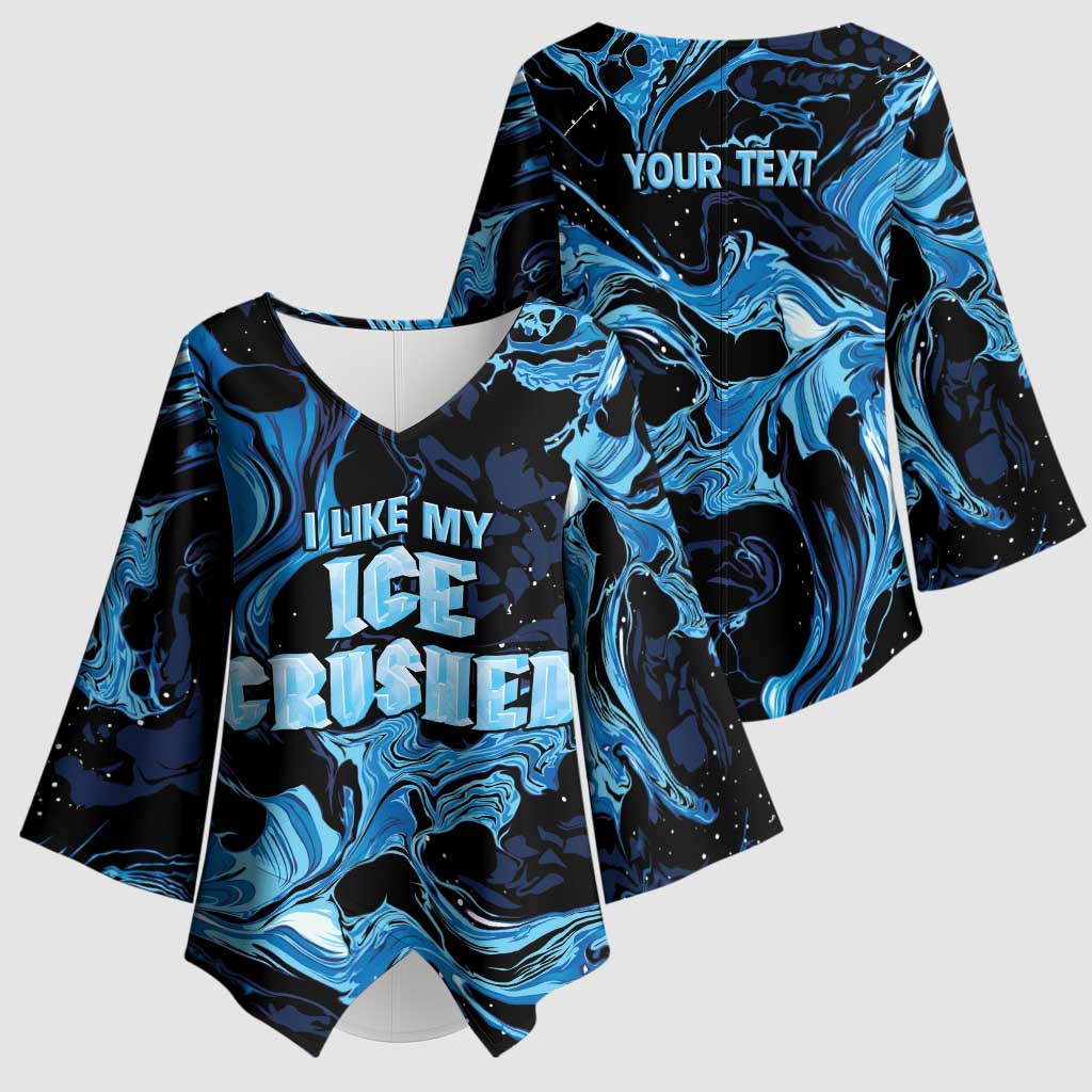 I Like My Ice Crushed Personalized Kimono Sleeve Blouse Ice Blue White Marble Seamless