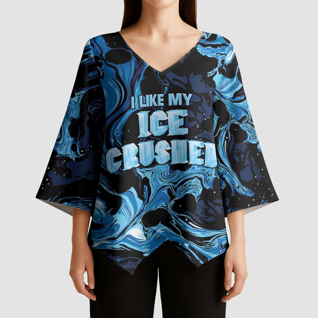 I Like My Ice Crushed Personalized Kimono Sleeve Blouse Ice Blue White Marble Seamless