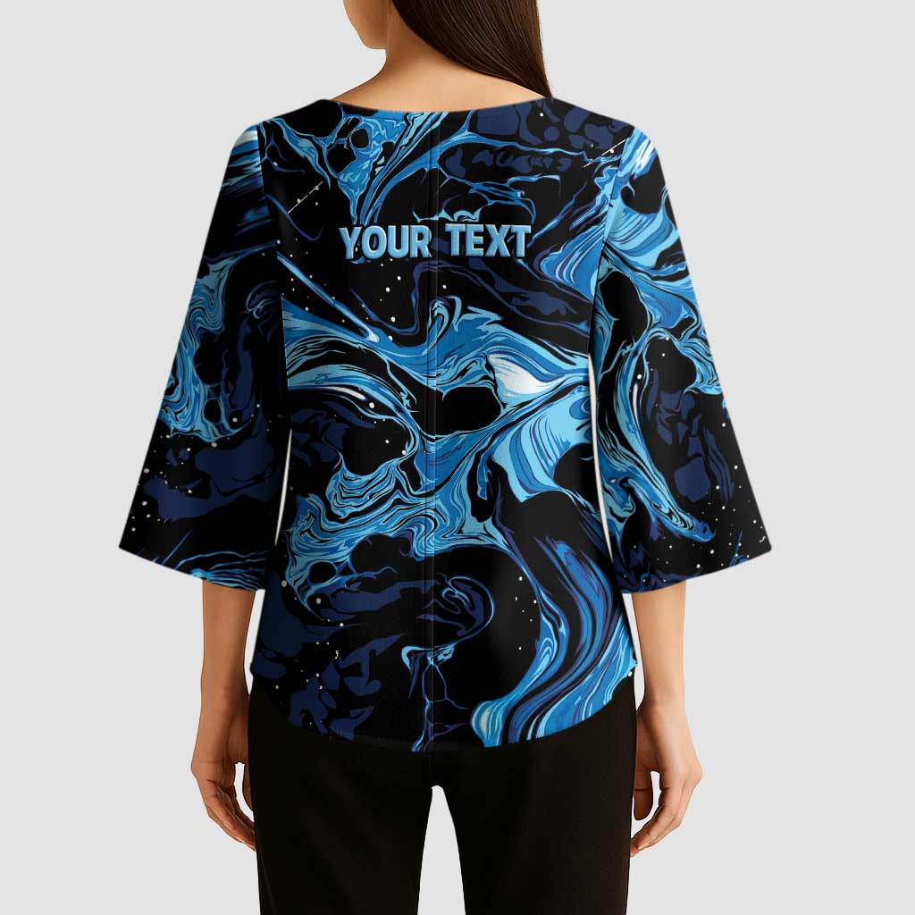 I Like My Ice Crushed Personalized Kimono Sleeve Blouse Ice Blue White Marble Seamless