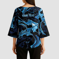 I Like My Ice Crushed Personalized Kimono Sleeve Blouse Ice Blue White Marble Seamless