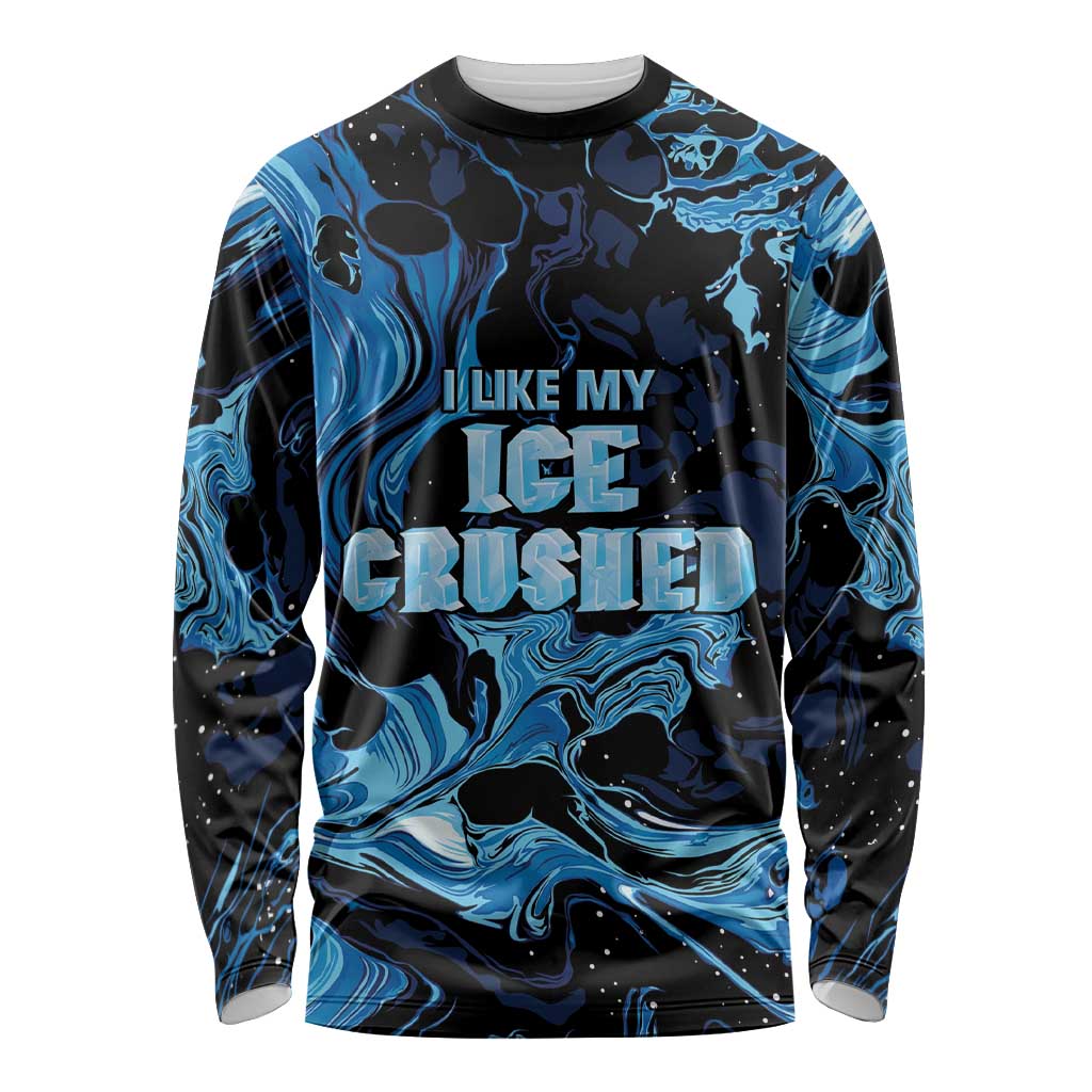 I Like My Ice Crushed Personalized Long Sleeve Shirt Ice Blue White Marble Seamless