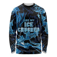 I Like My Ice Crushed Personalized Long Sleeve Shirt Ice Blue White Marble Seamless