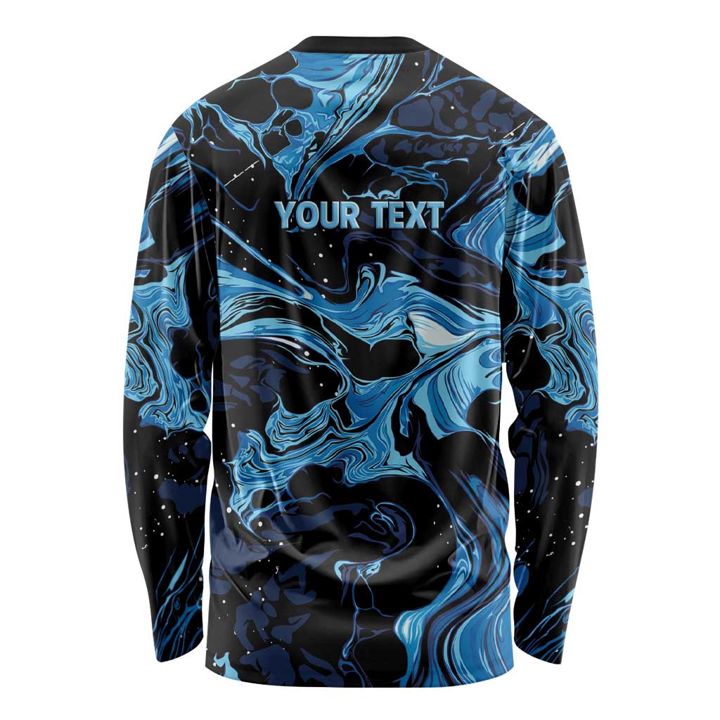 I Like My Ice Crushed Personalized Long Sleeve Shirt Ice Blue White Marble Seamless