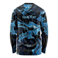 I Like My Ice Crushed Personalized Long Sleeve Shirt Ice Blue White Marble Seamless