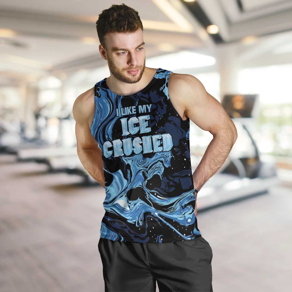 I Like My Ice Crushed Personalized Men Tank Top Ice Blue White Marble Seamless