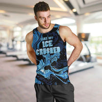 I Like My Ice Crushed Personalized Men Tank Top Ice Blue White Marble Seamless