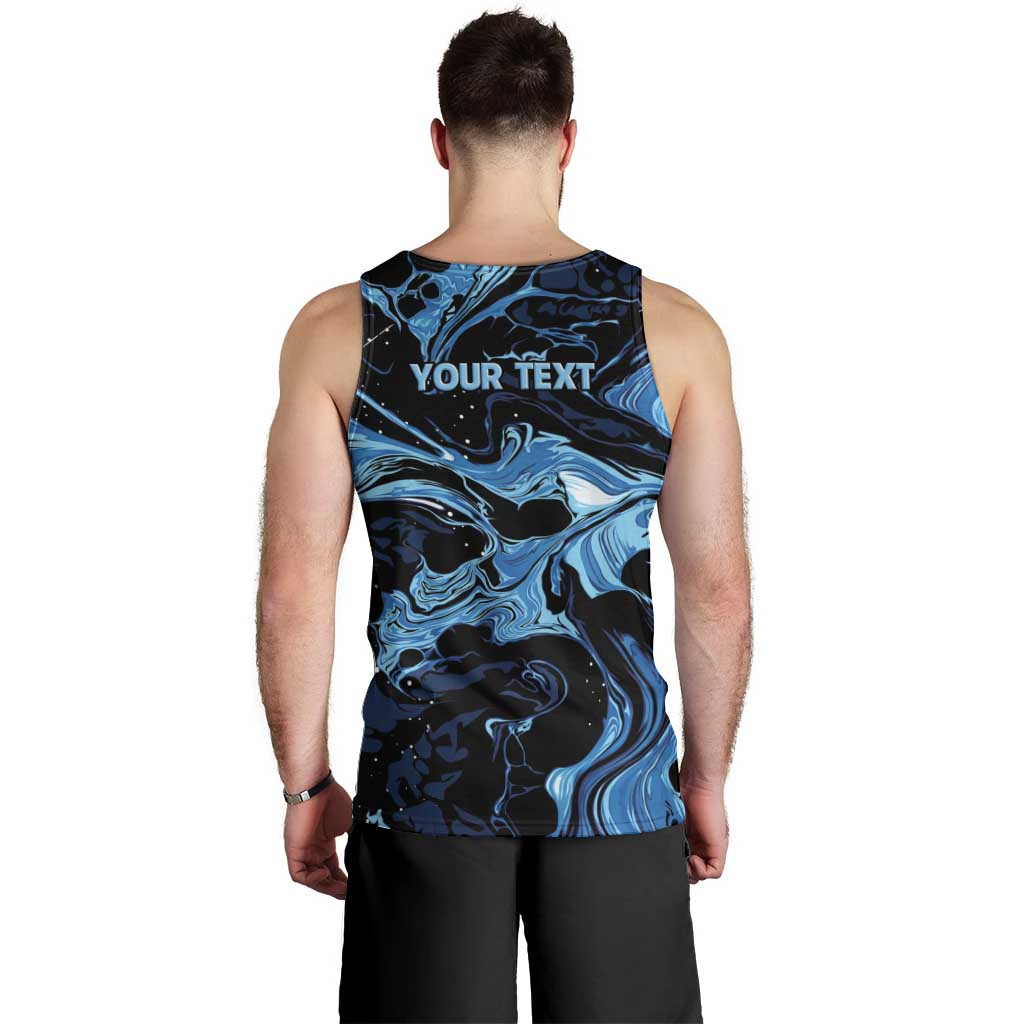I Like My Ice Crushed Personalized Men Tank Top Ice Blue White Marble Seamless