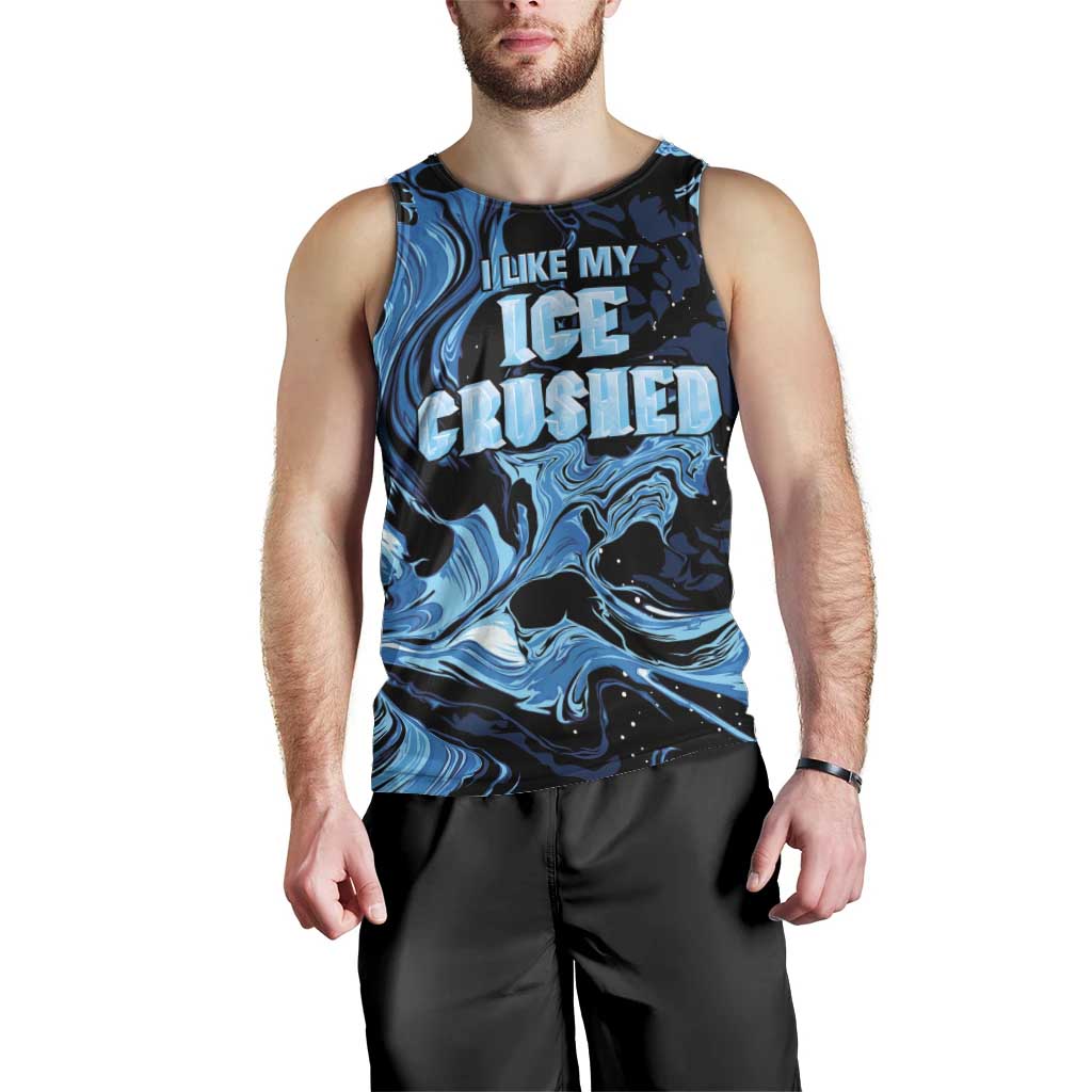 I Like My Ice Crushed Personalized Men Tank Top Ice Blue White Marble Seamless