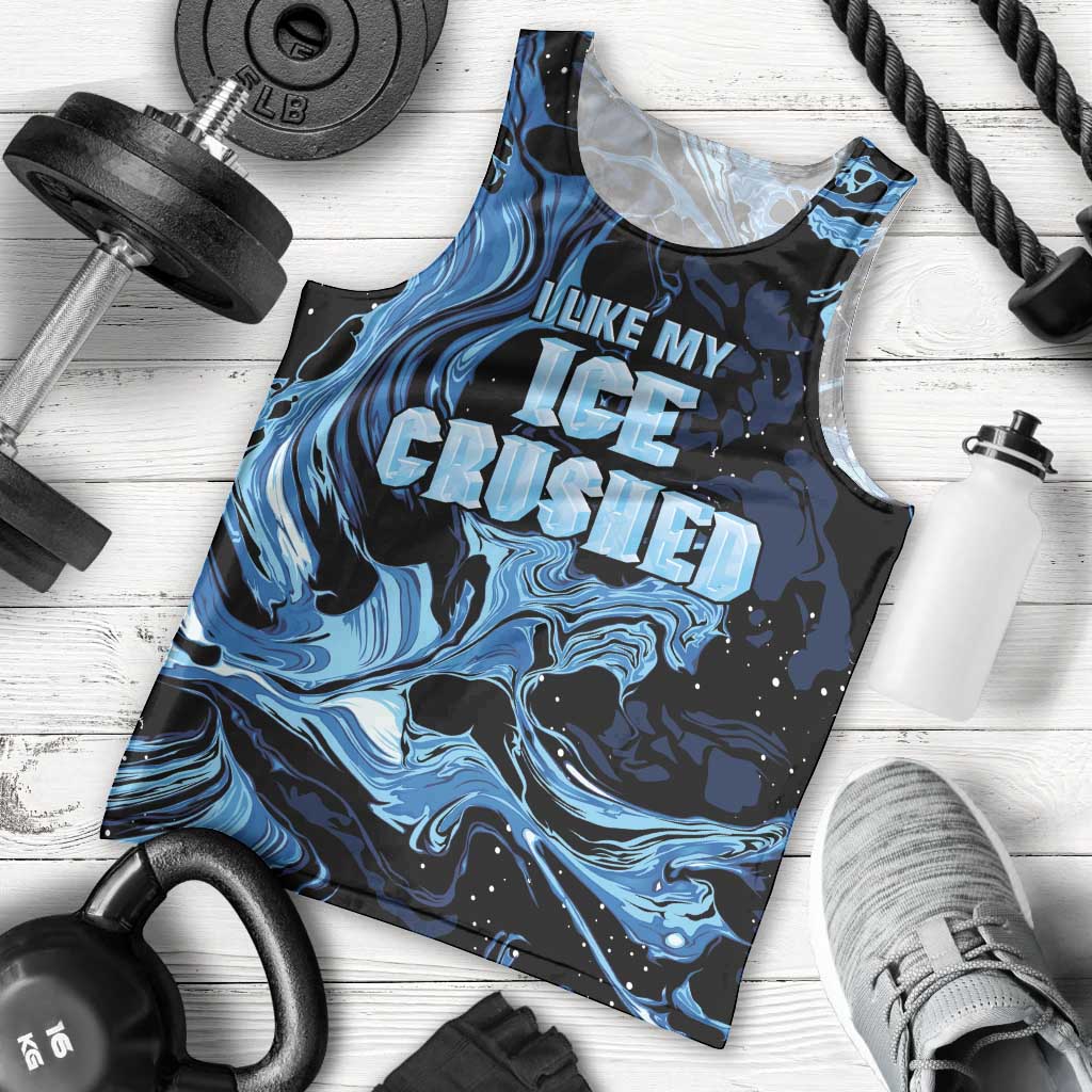 I Like My Ice Crushed Personalized Men Tank Top Ice Blue White Marble Seamless