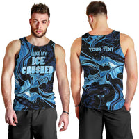 I Like My Ice Crushed Personalized Men Tank Top Ice Blue White Marble Seamless