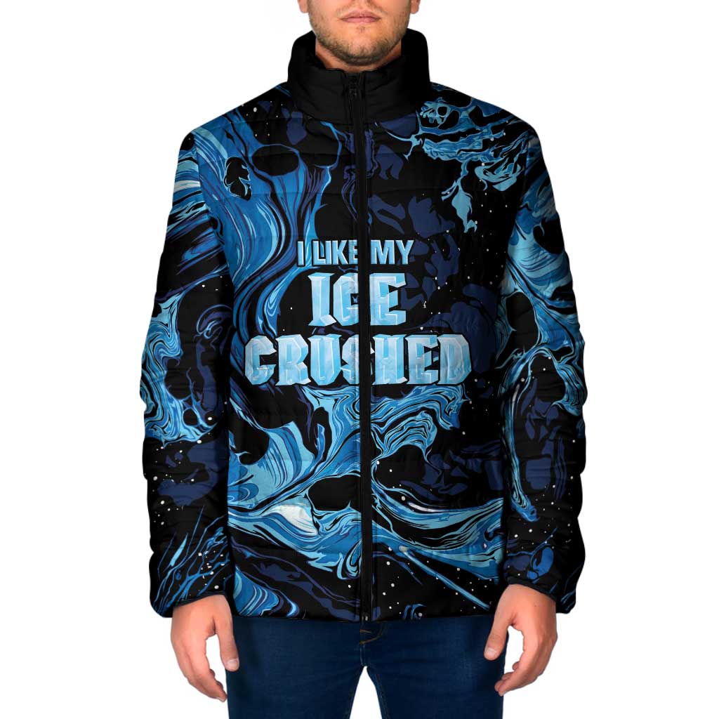 I Like My Ice Crushed Personalized Padded Jacket Ice Blue White Marble Seamless