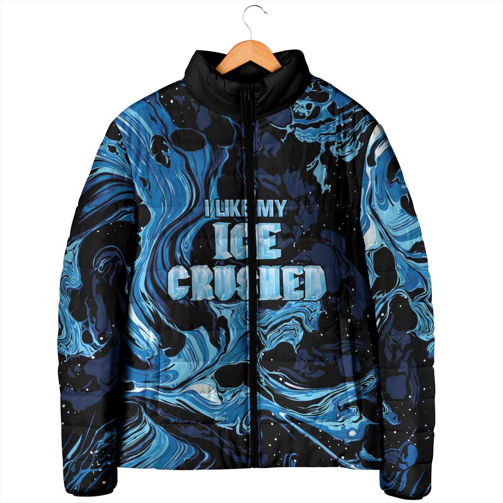 I Like My Ice Crushed Personalized Padded Jacket Ice Blue White Marble Seamless