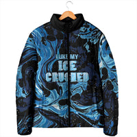 I Like My Ice Crushed Personalized Padded Jacket Ice Blue White Marble Seamless