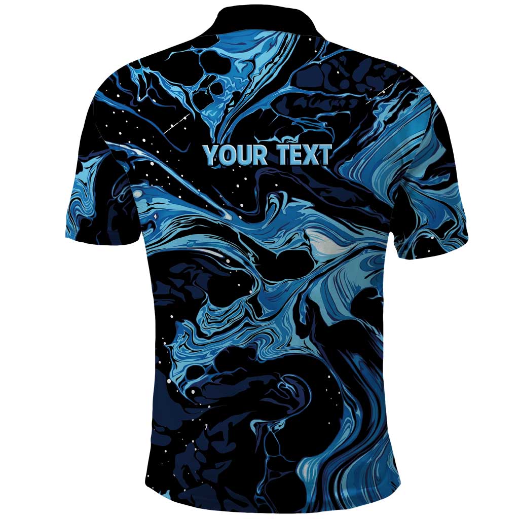 I Like My Ice Crushed Personalized Polo Shirt Ice Blue White Marble Seamless