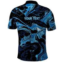I Like My Ice Crushed Personalized Polo Shirt Ice Blue White Marble Seamless