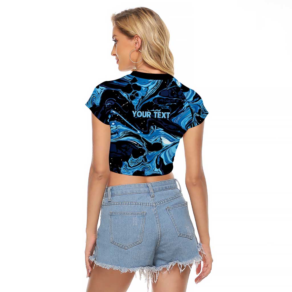 I Like My Ice Crushed Personalized Raglan Cropped T Shirt Ice Blue White Marble Seamless