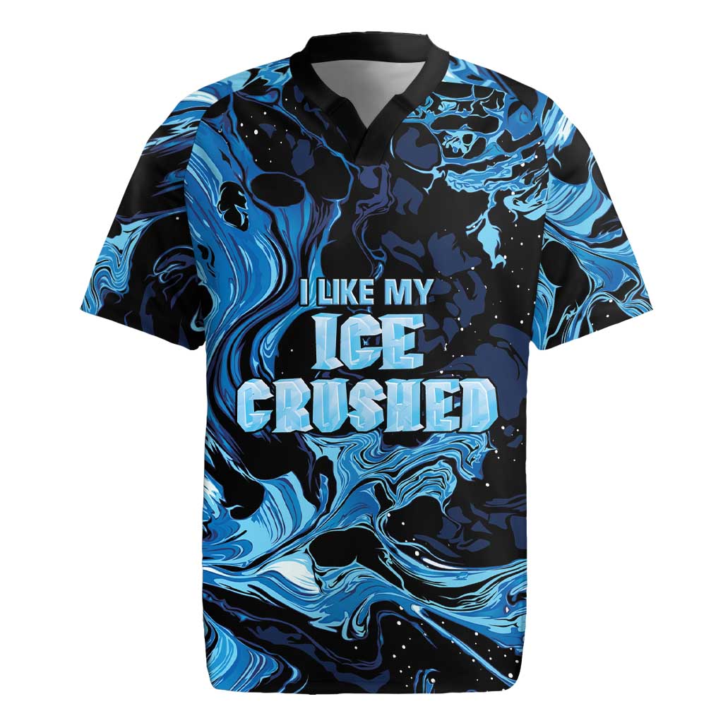 I Like My Ice Crushed Personalized Rugby Jersey Ice Blue White Marble Seamless