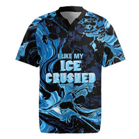 I Like My Ice Crushed Personalized Rugby Jersey Ice Blue White Marble Seamless