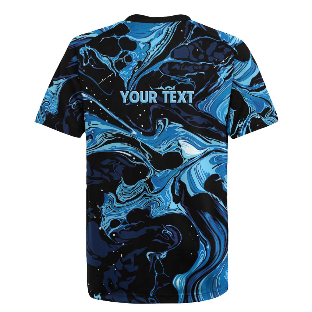 I Like My Ice Crushed Personalized Rugby Jersey Ice Blue White Marble Seamless