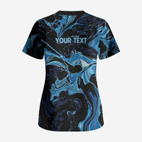 I Like My Ice Crushed Personalized Scrub Top Ice Blue White Marble Seamless