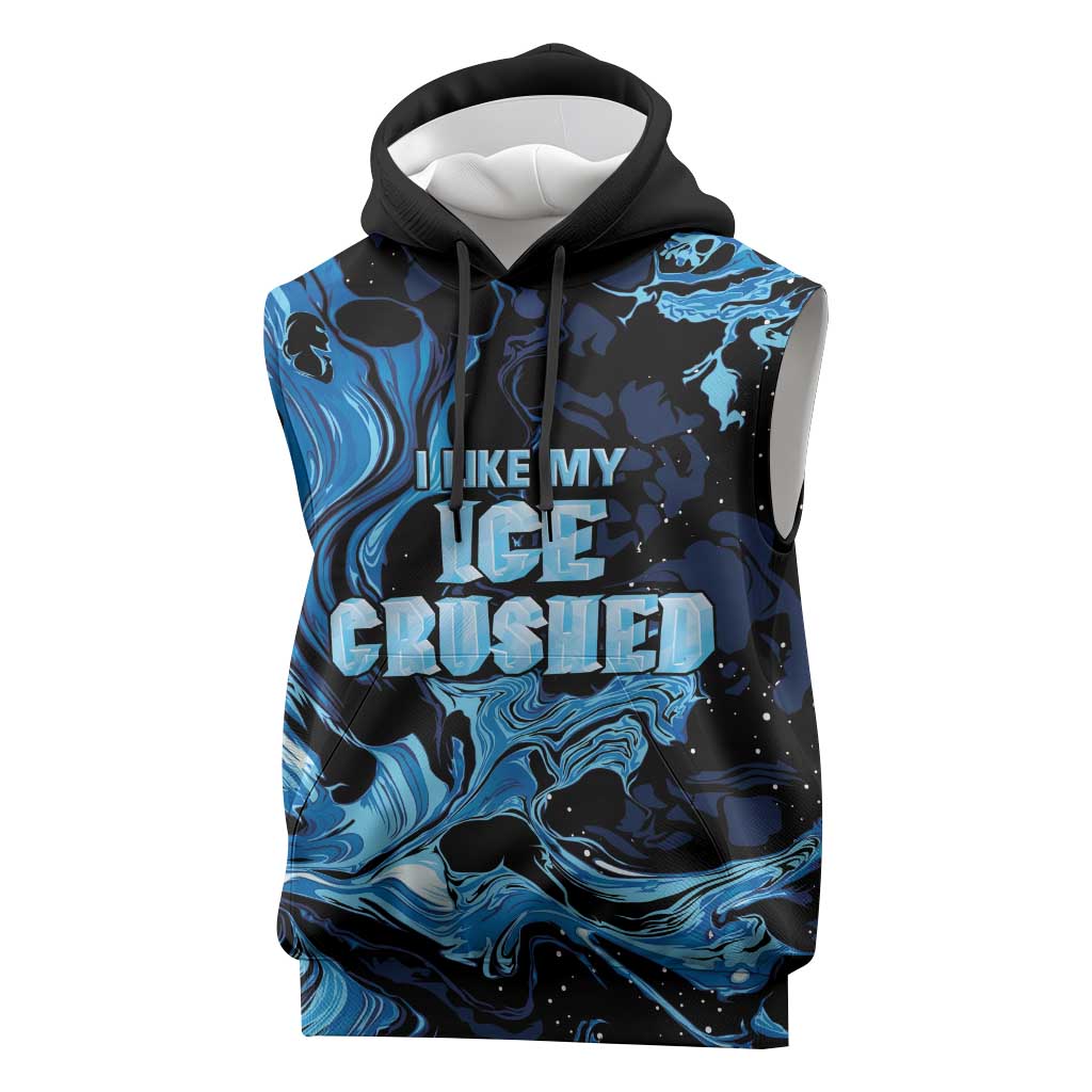 I Like My Ice Crushed Personalized Sleeveless Hoodie Ice Blue White Marble Seamless