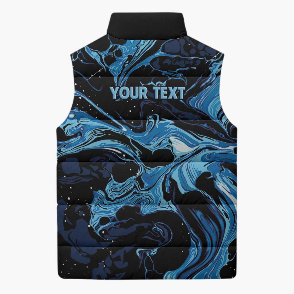 I Like My Ice Crushed Personalized Sleeveless Puffer Jacket Ice Blue White Marble Seamless