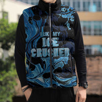 I Like My Ice Crushed Personalized Sleeveless Puffer Jacket Ice Blue White Marble Seamless