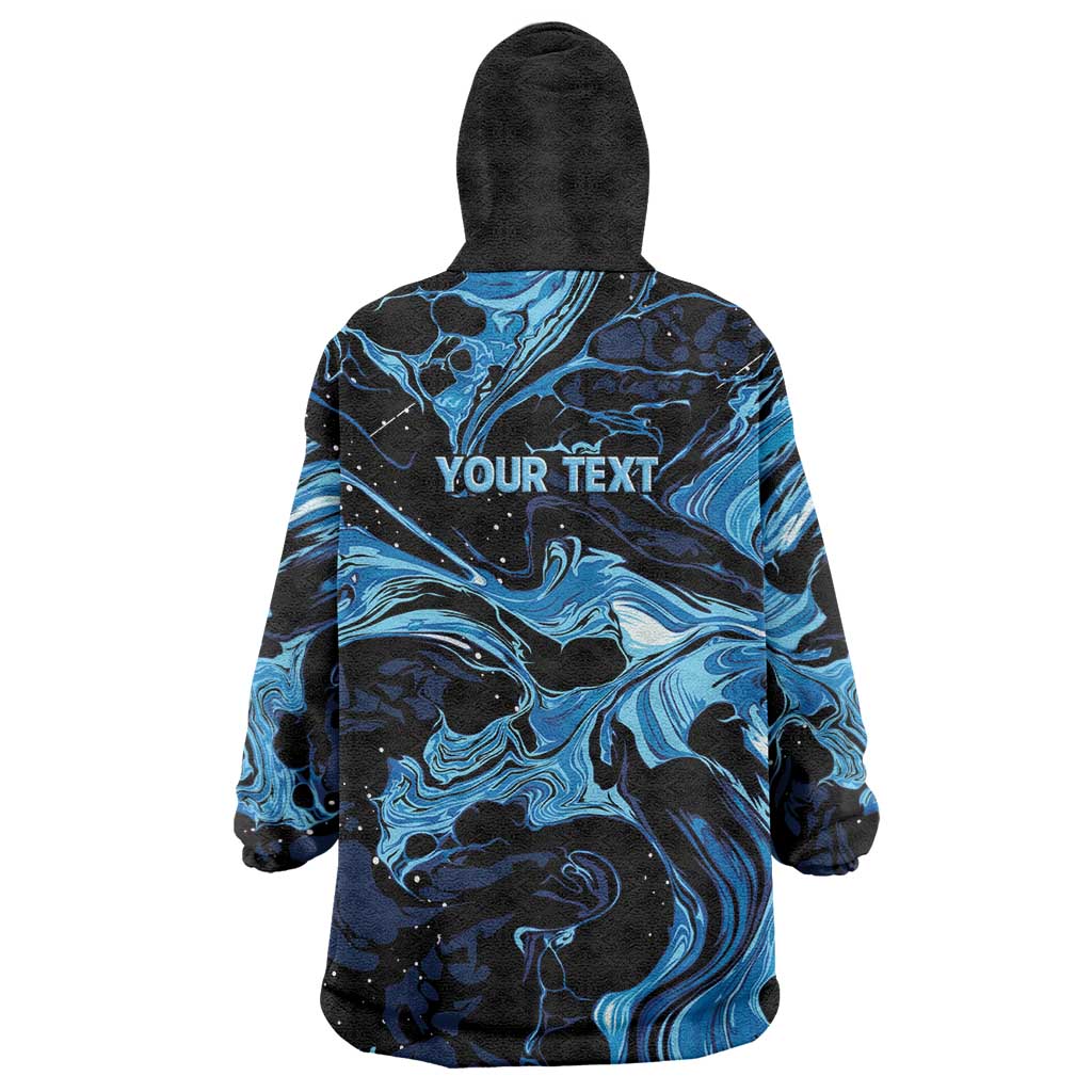 I Like My Ice Crushed Personalized Wearable Blanket Hoodie Ice Blue White Marble Seamless