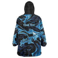 I Like My Ice Crushed Personalized Wearable Blanket Hoodie Ice Blue White Marble Seamless