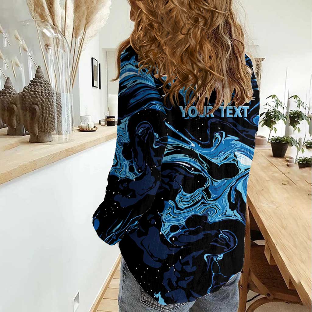 I Like My Ice Crushed Personalized Women Casual Shirt Ice Blue White Marble Seamless