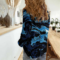 I Like My Ice Crushed Personalized Women Casual Shirt Ice Blue White Marble Seamless