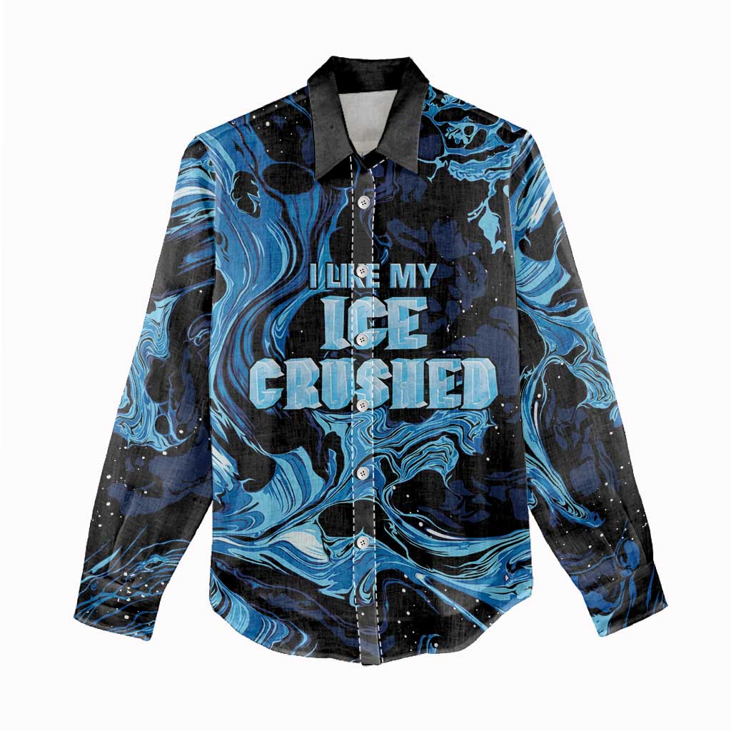 I Like My Ice Crushed Personalized Women Casual Shirt Ice Blue White Marble Seamless