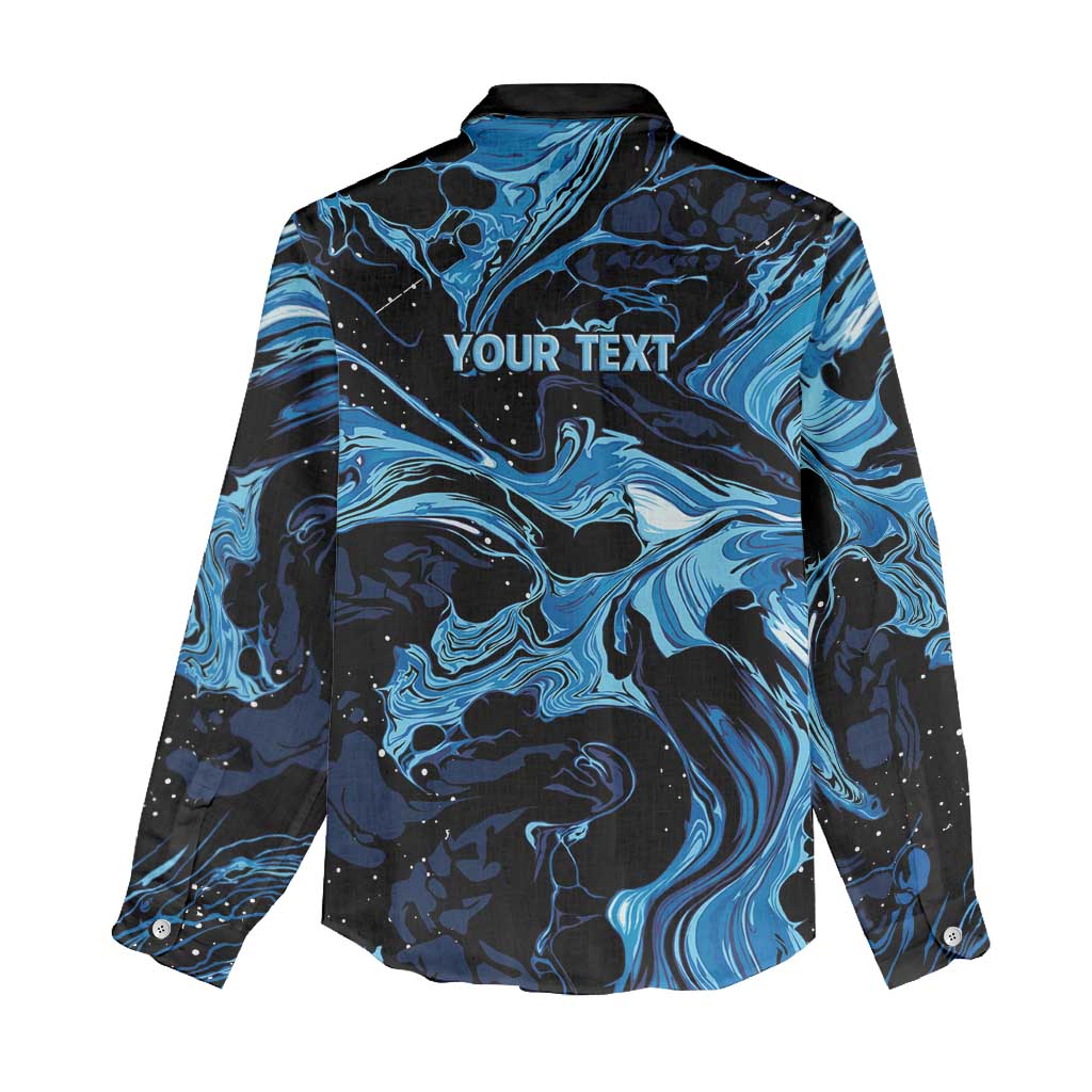 I Like My Ice Crushed Personalized Women Casual Shirt Ice Blue White Marble Seamless