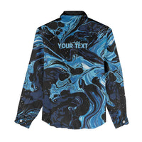 I Like My Ice Crushed Personalized Women Casual Shirt Ice Blue White Marble Seamless