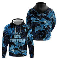 I Like My Ice Crushed Personalized Zip Hoodie Ice Blue White Marble Seamless