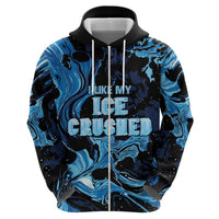 I Like My Ice Crushed Personalized Zip Hoodie Ice Blue White Marble Seamless