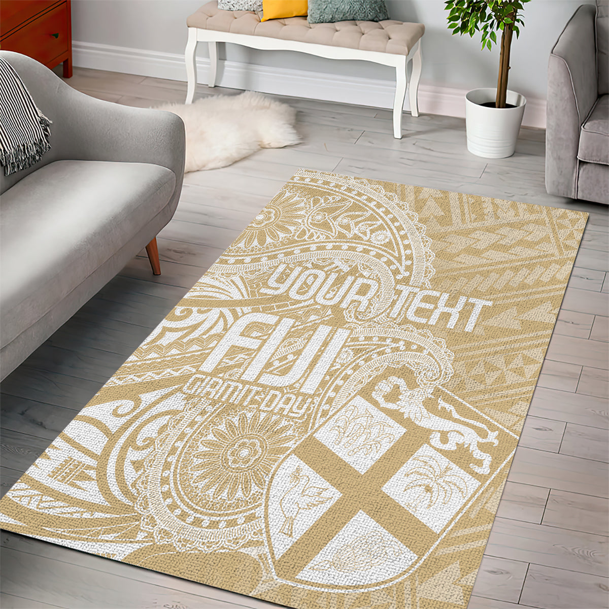 Custom Indo Fijians Area Rug Fiji ke Hindustani Polyneisan Paisley Beige Style LT9 - Wonder Print Shop