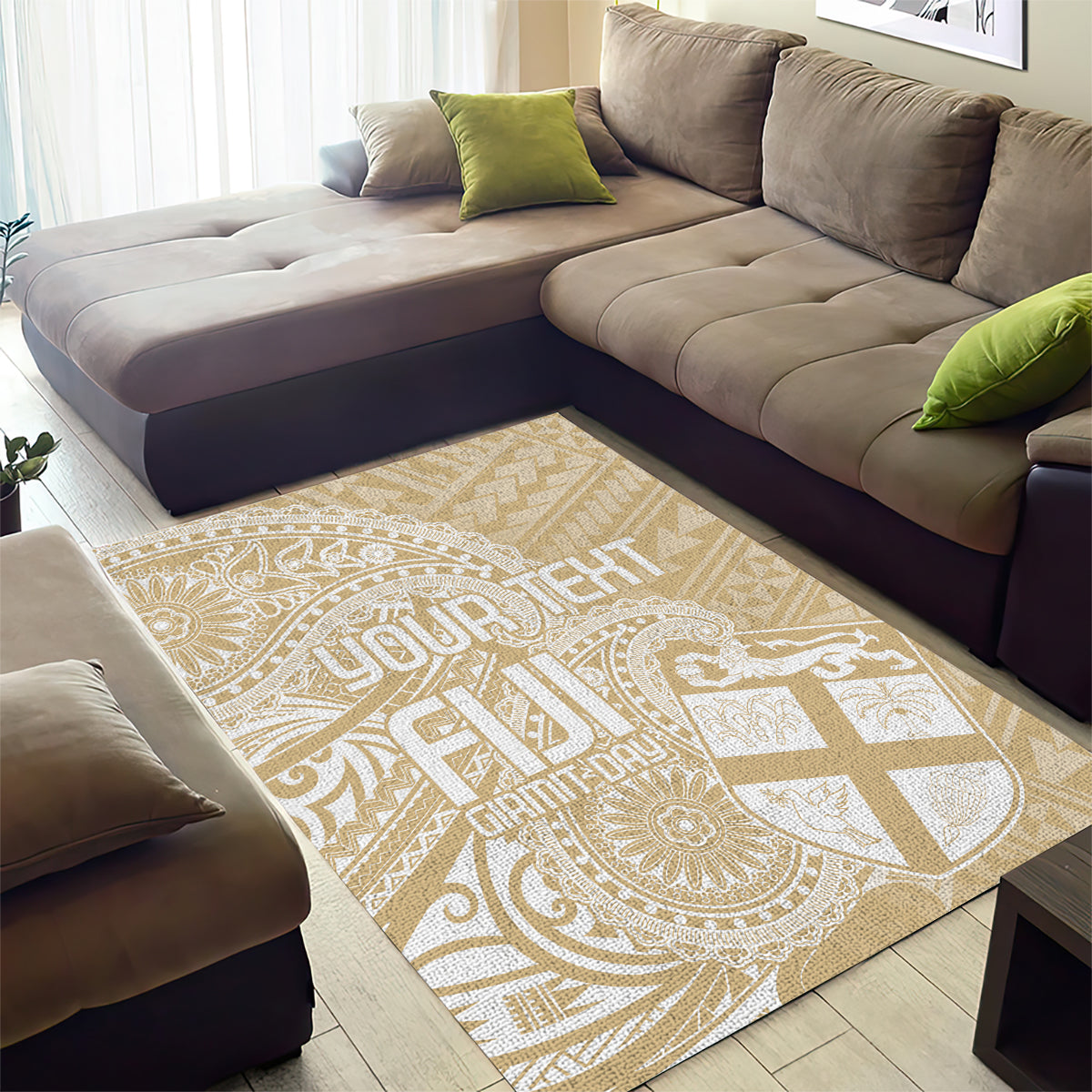 Custom Indo Fijians Area Rug Fiji ke Hindustani Polyneisan Paisley Beige Style LT9 - Wonder Print Shop