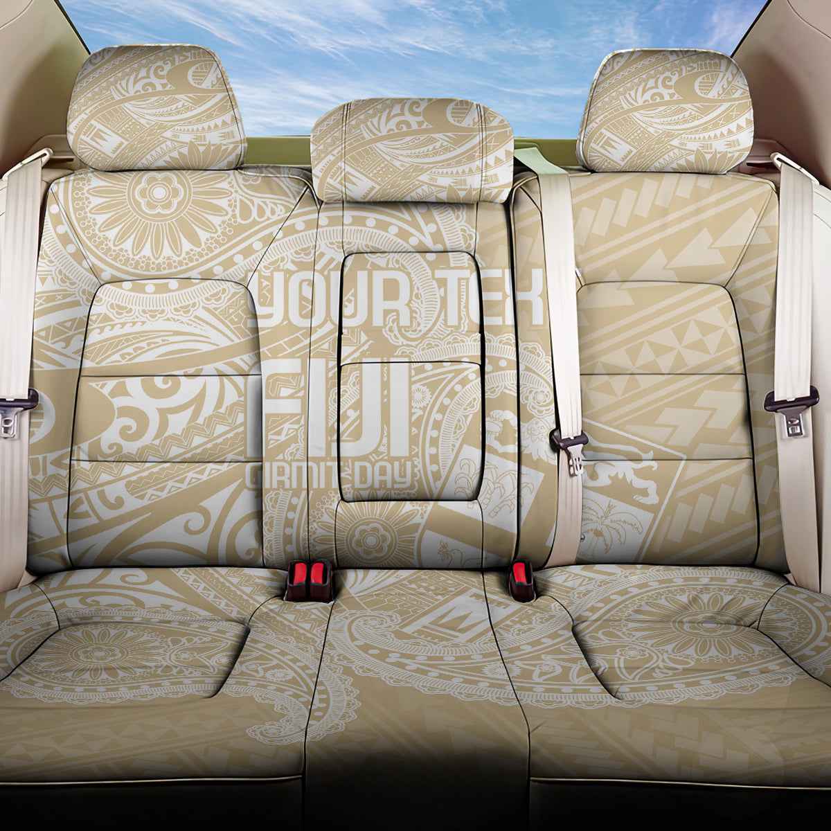 Custom Indo Fijians Back Car Seat Cover Fiji ke Hindustani Polyneisan Paisley Beige Style LT9 - Wonder Print Shop